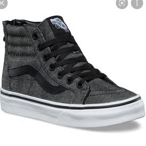 Vans Sk8-Hi Zip Toddler Sneaker in Oversized Herringbone